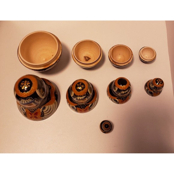 NESTING MATRYOSHKA RUSSIAN HAND PAINTED DOLLS SIGNED  STACKING 5 PIECE WOODEN 5" - Picture 6 of 12